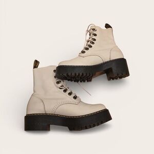 Dr. Martens Leona Combat Boots BONE